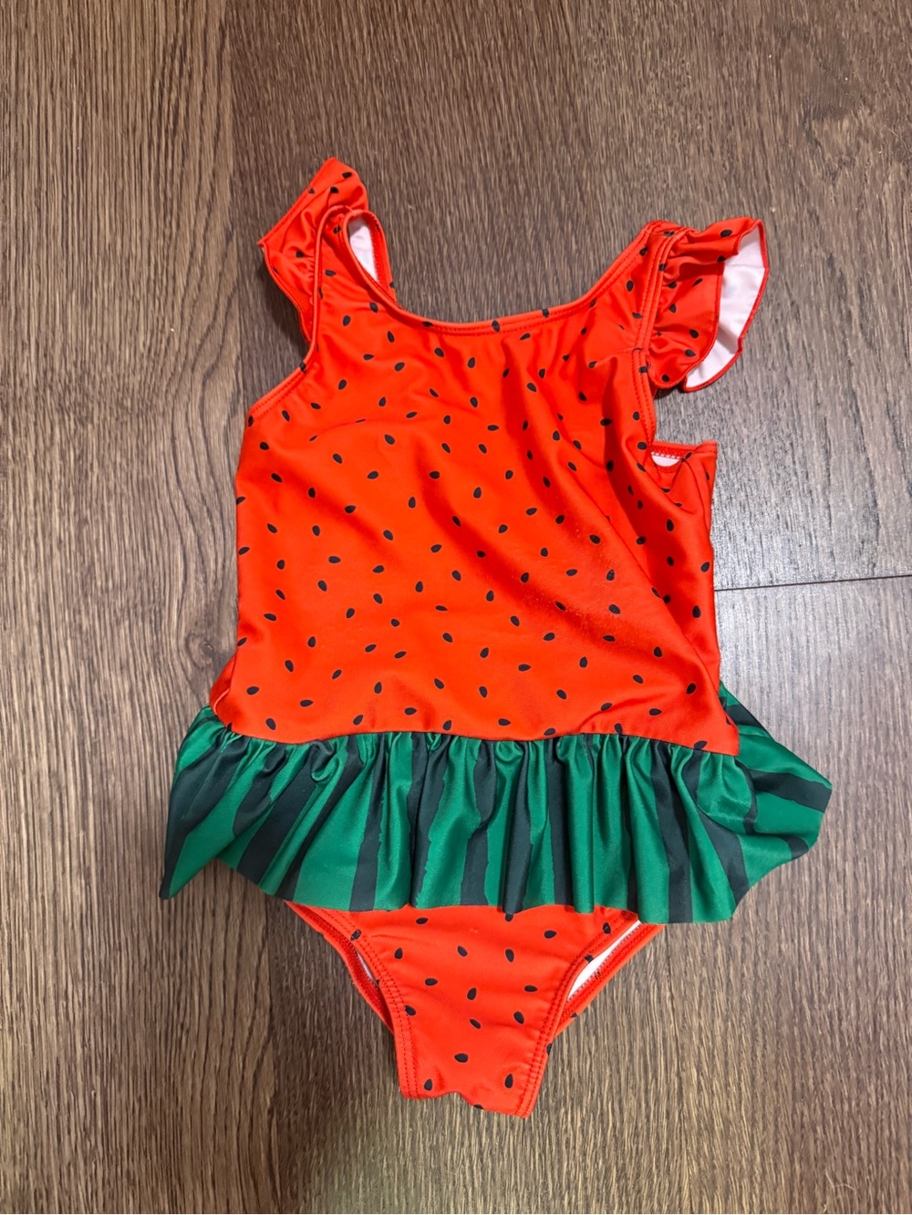 Kids Watermelon Ruffle One-Piece Swimsuit